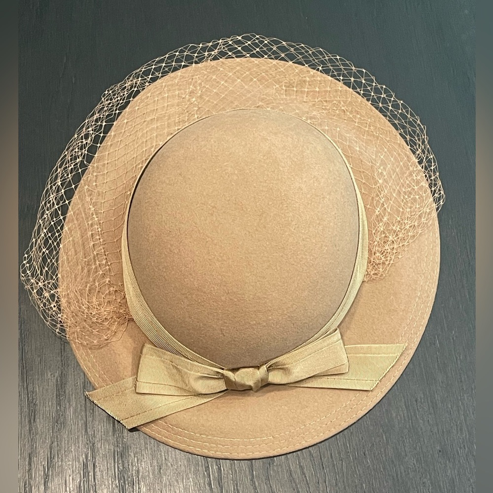 Geo. W. Bollman Wool Hat Net Bow Camel Color - image 1